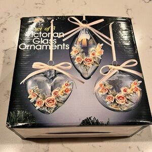 Vintage Victorian Glass Ornaments‎ (VGO) Hand-Blown Ornaments in Box (Set of 3)